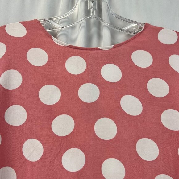 Loft Long Sleeve Polka Dot Shift Dress Pink/White Womens Size Medium Above Knee - Picture 3 of 9